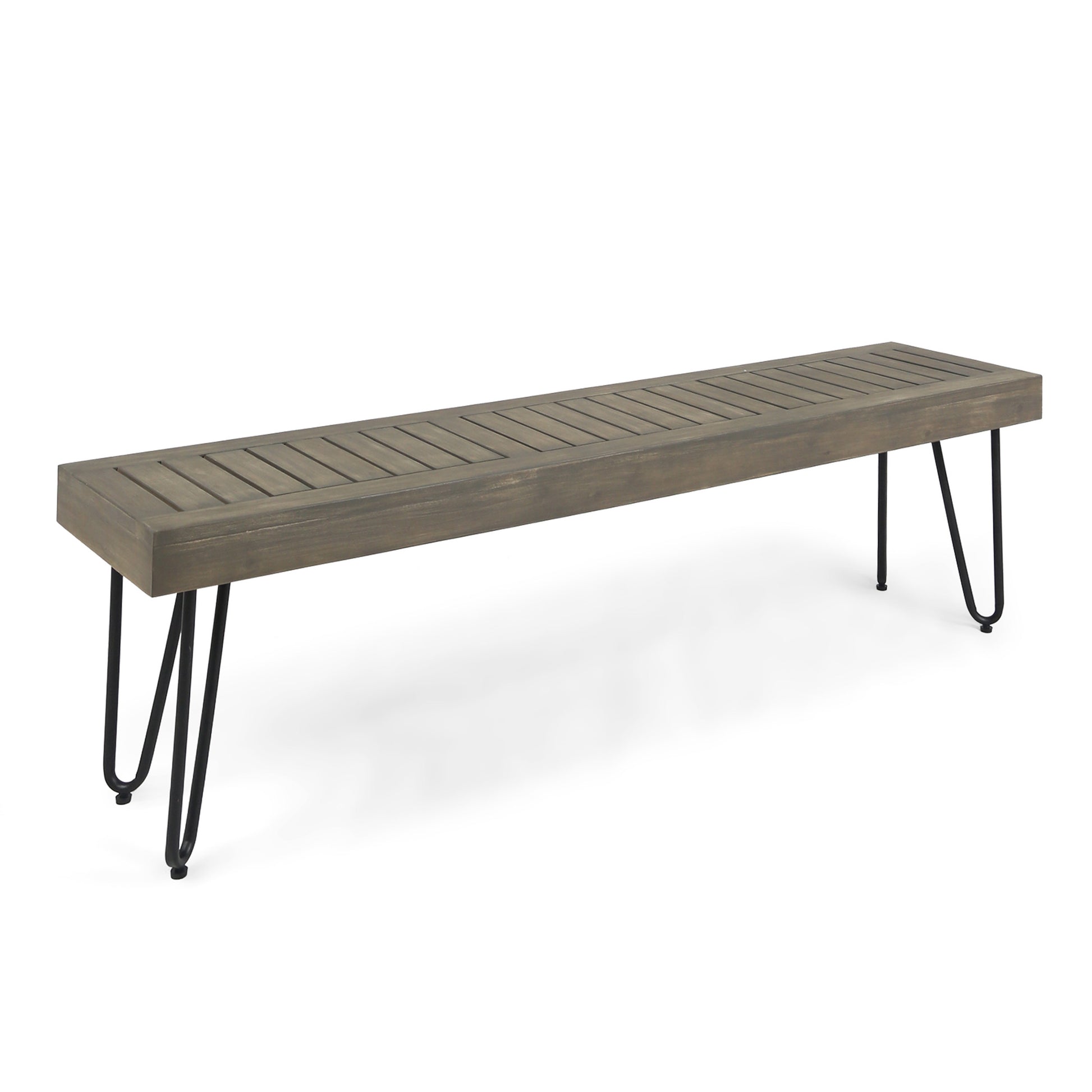 Jane Industrial Wood And Metal Bench Grey Metal & Wood