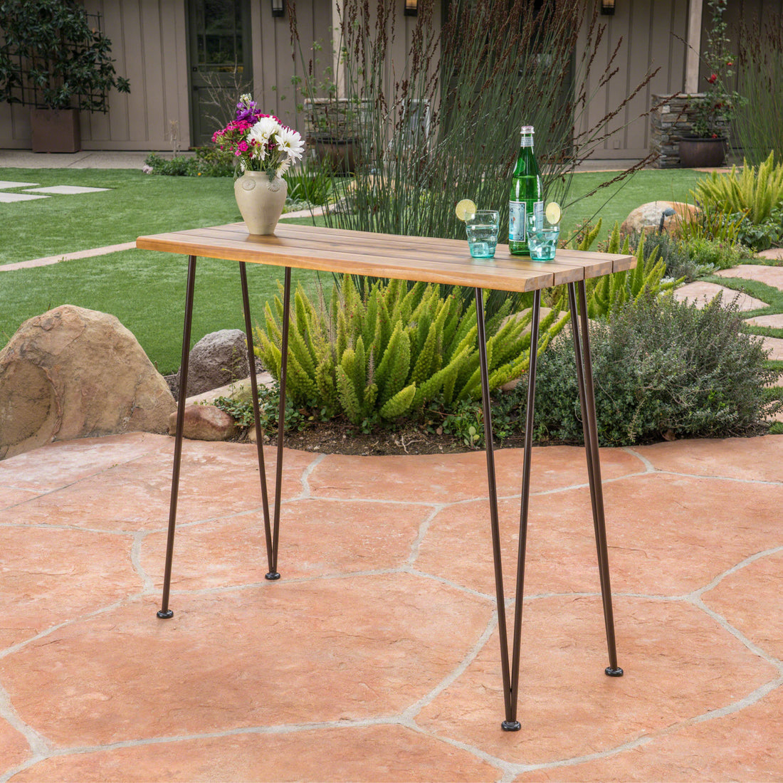 Denali Industrial Wood And Metal Bar Table -