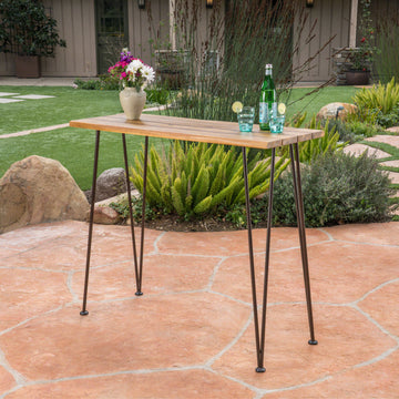 Denali Industrial Wood And Metal Bar Table Brown Acacia Wood