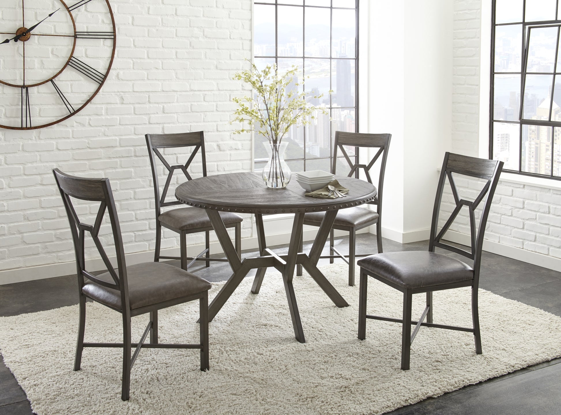 Alamo Round Dining Table Dark Gray Dark Gray Metal