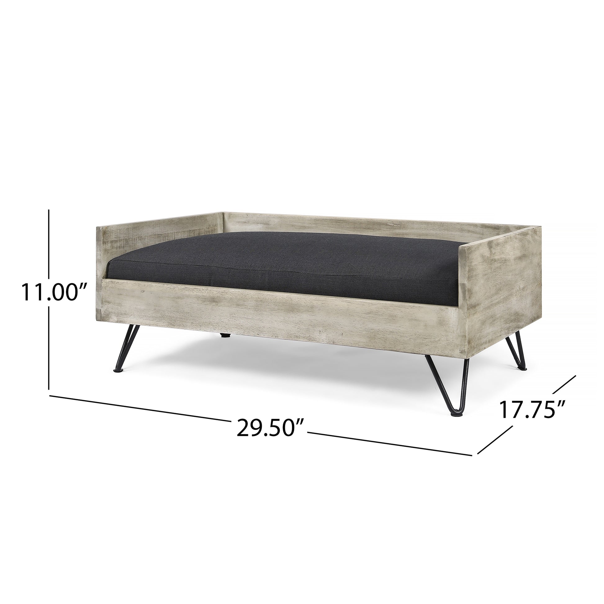 Dog Bed Black Grey Acacia Wood