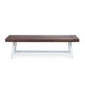 Outdoor Carlisle Benches, Sandblasted Dark Brown White Set Of 2 Brown White Acacia Wood