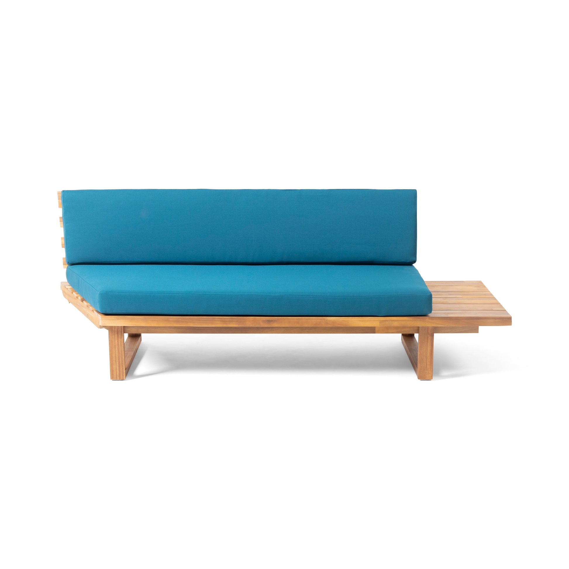 Mirabelle 5 Seater Sectional Sofa Set With Cushions, Dark Teal Teal Acacia Wood