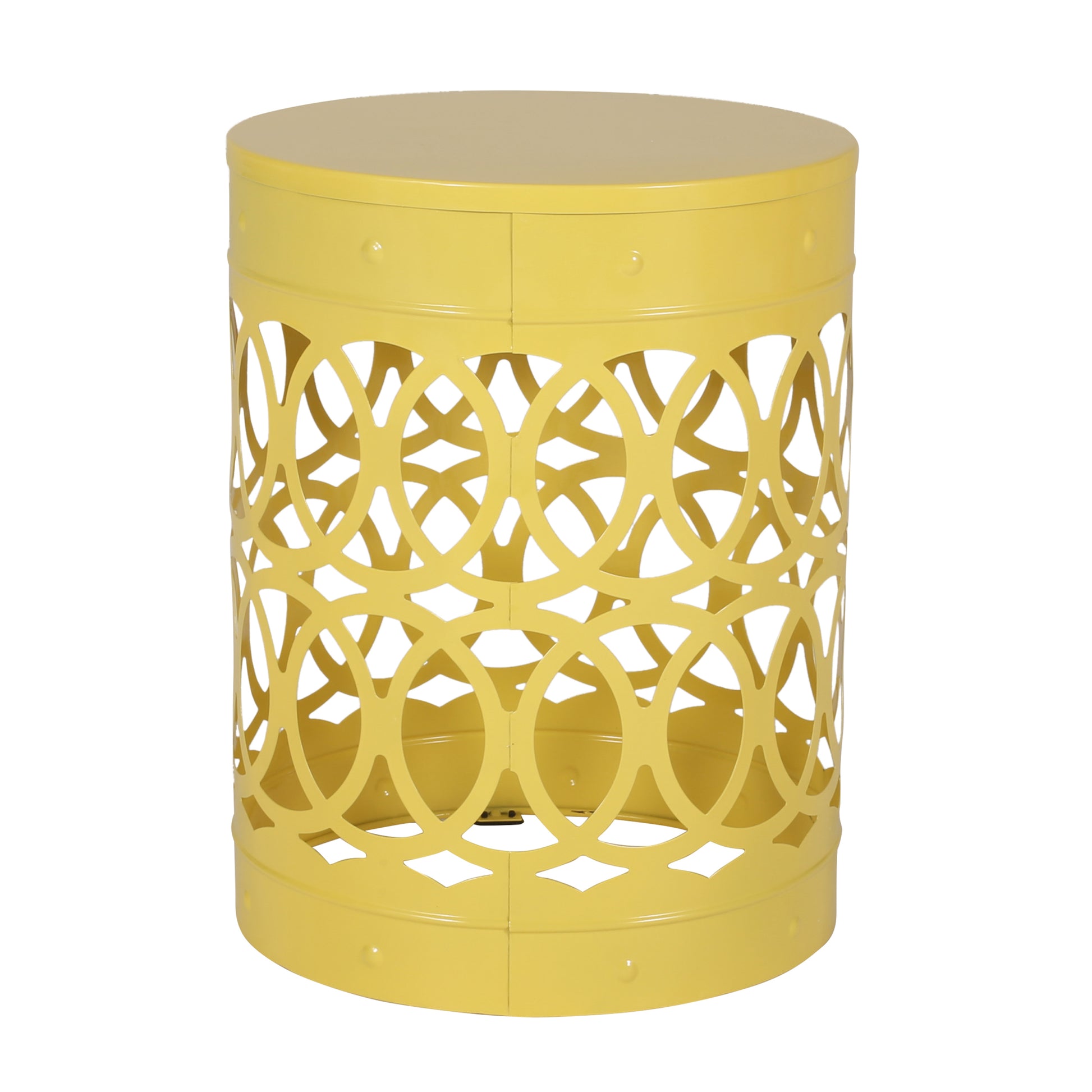 Metal End Table Large Yellow Iron