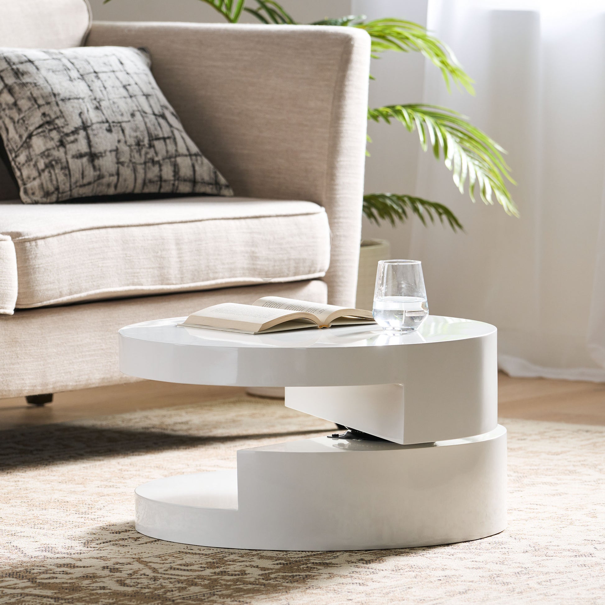 Modernesque Rotating Coffee Table 3 White Mdf