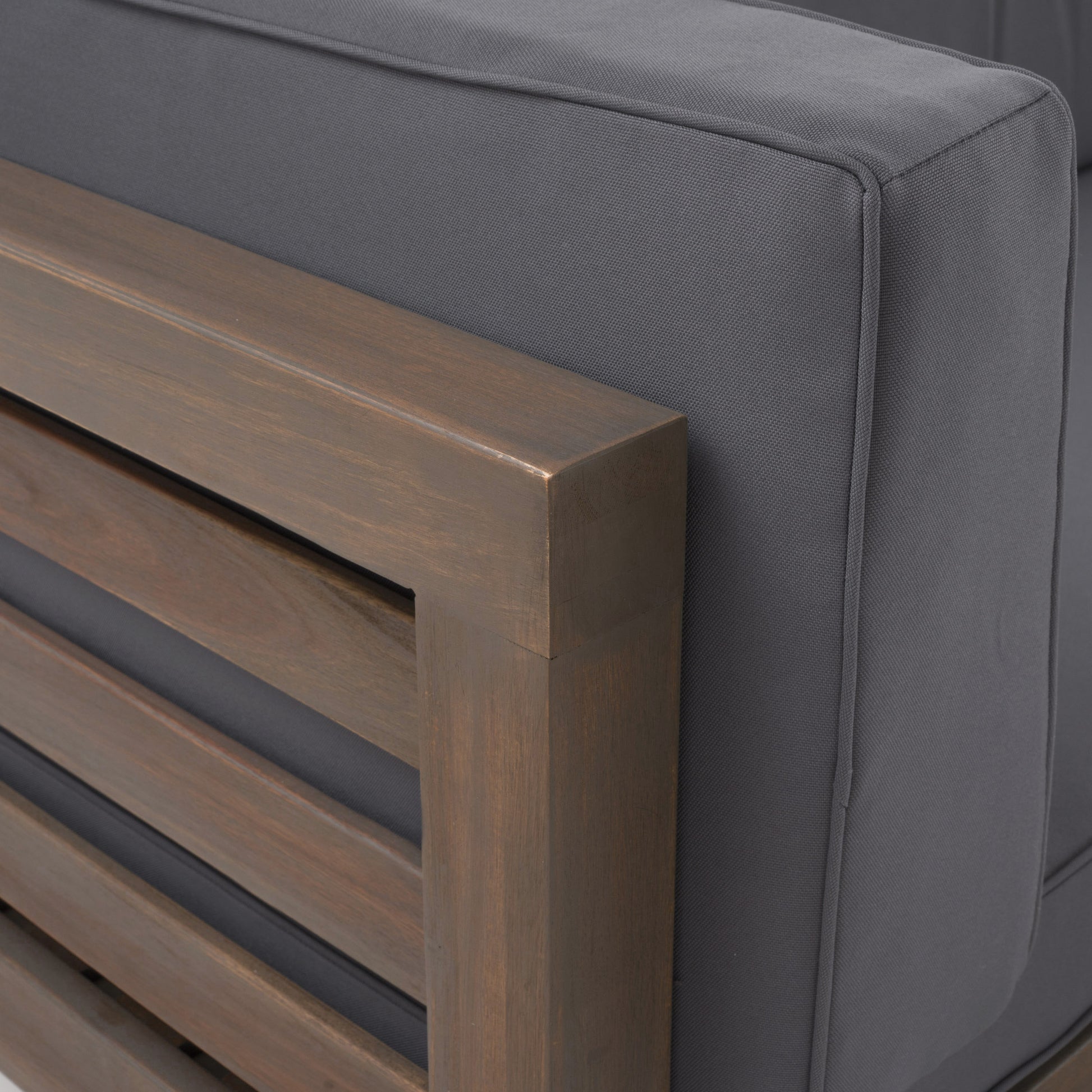 Oana Left Corner Bench And Coffee Table. Dark Grey Dark Grey Acacia Wood