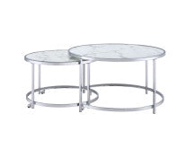 Rayne 3 Piece Table Set White White Stainless Steel