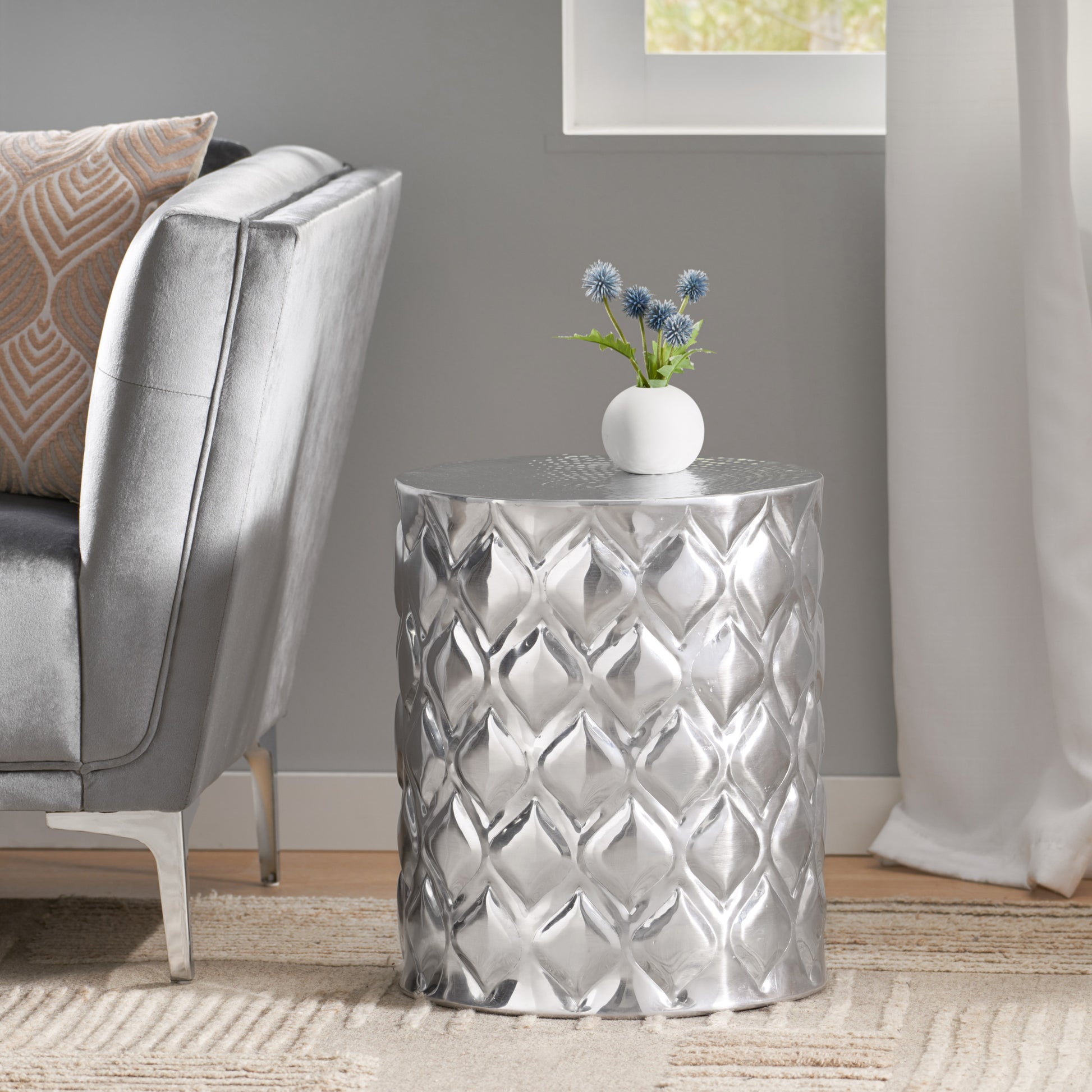 Almond Side Table Silver Aluminium