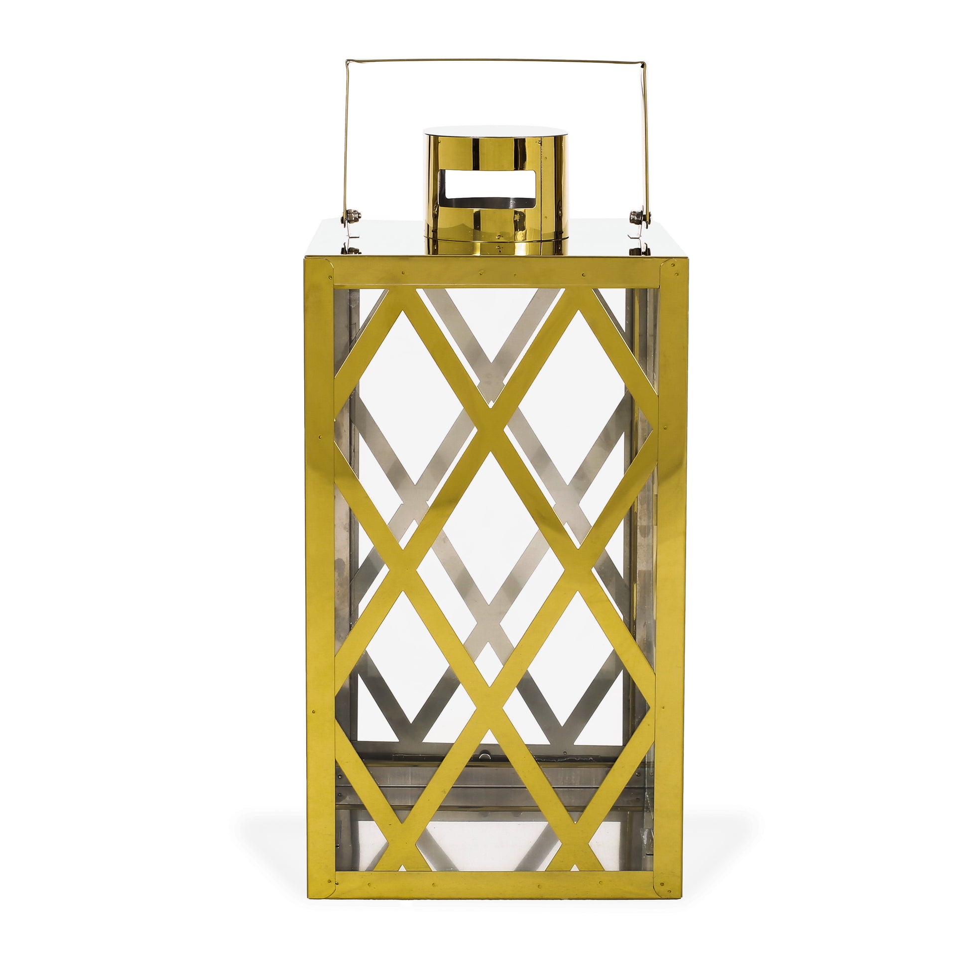 Anton 14"H Stainless Steel Lantern Gold Stainless Steel