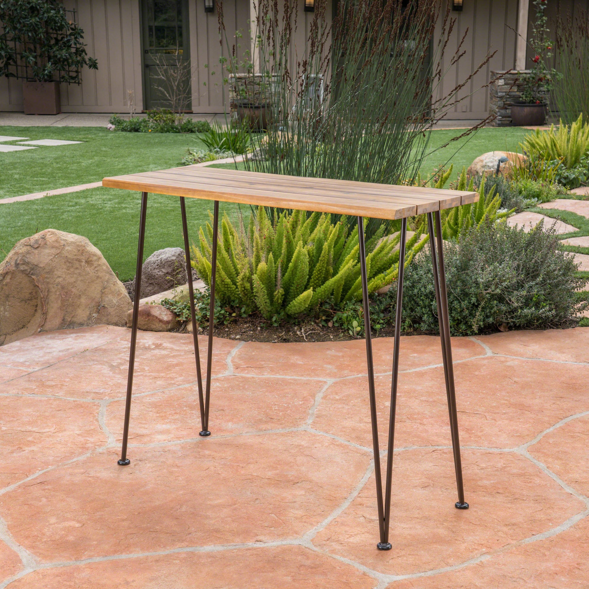 Denali Industrial Wood And Metal Bar Table -