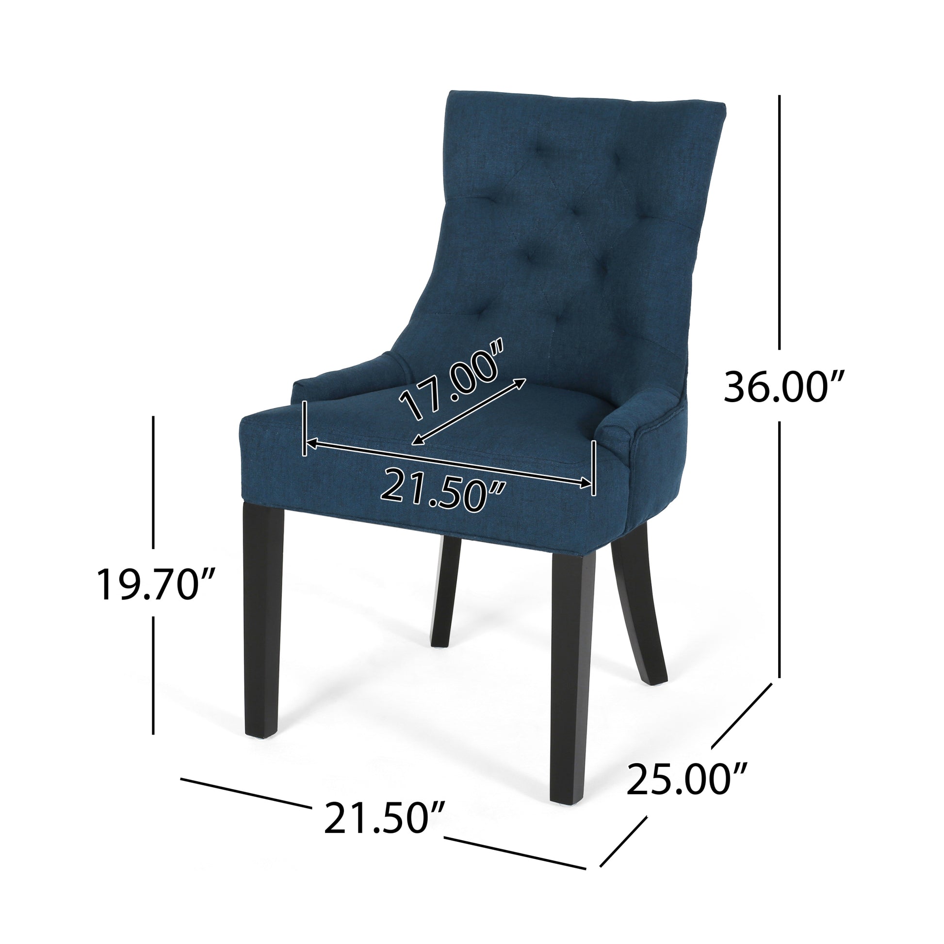 Cheney Dining Chair Kd Mp2 Set Of 2 Navy Blue Fabric