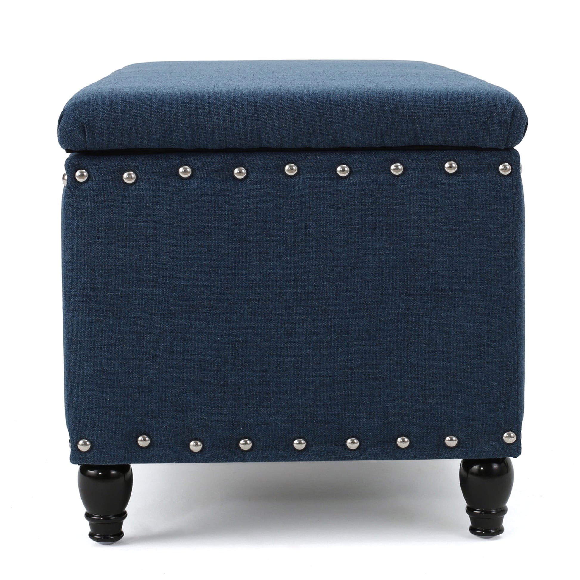 Storage Ottoman Navy Blue Fabric