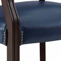 Tournament Arm Chair With Casters Medium Cherry & Blue Blue Faux Leather