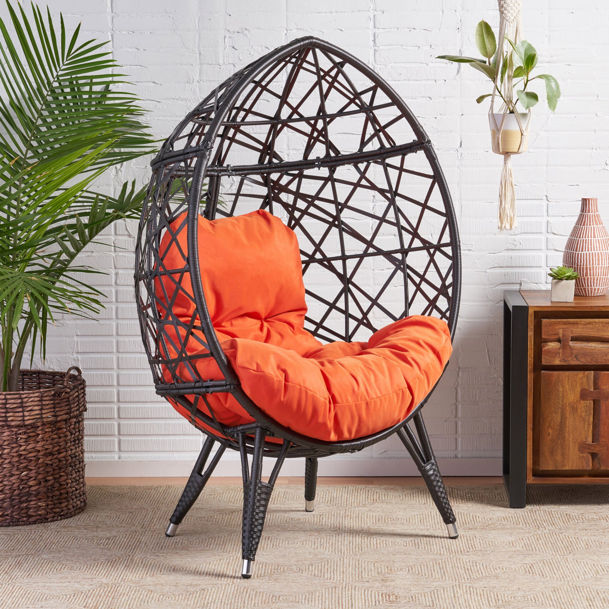 Palazzo Teardrop Chair Brown Pe Rattan Iron Waterproof Fabric