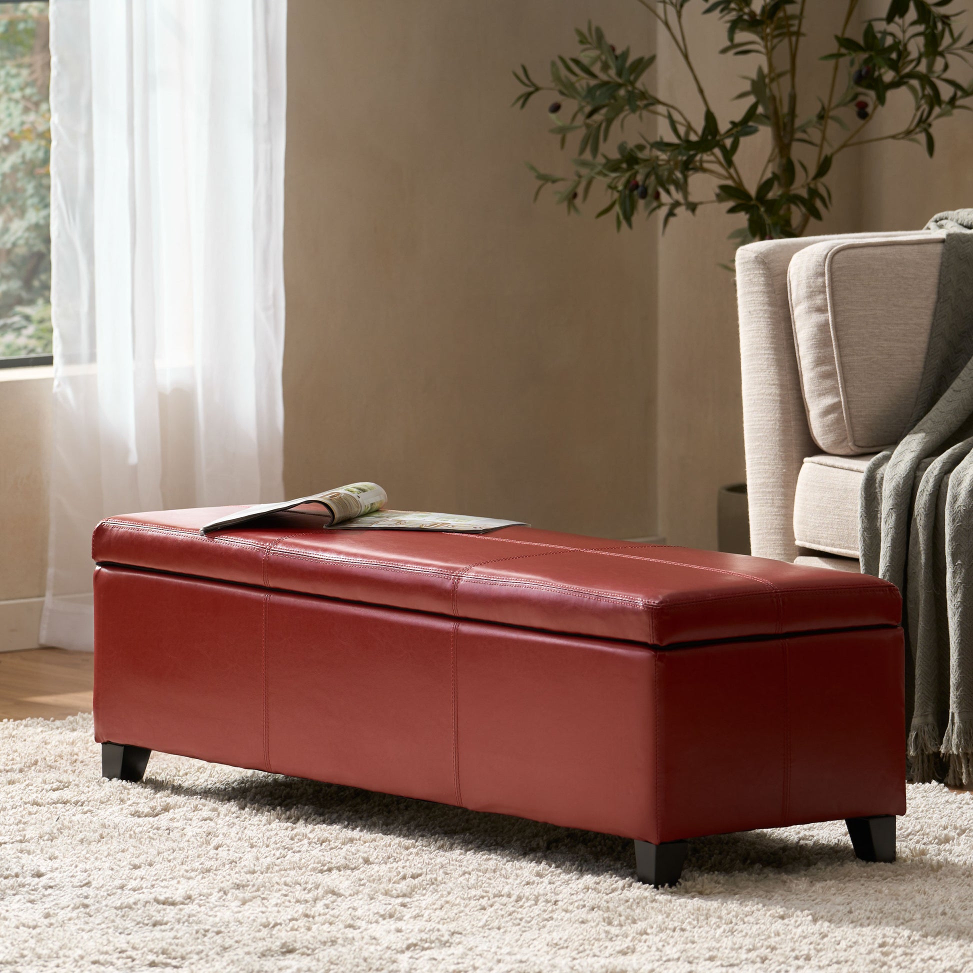 Glouster Storage Ottoman V2 Red Pu