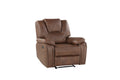 Katrine Pu Manual Motion Recliner Chestnut Brown Dark Brown Faux Leather