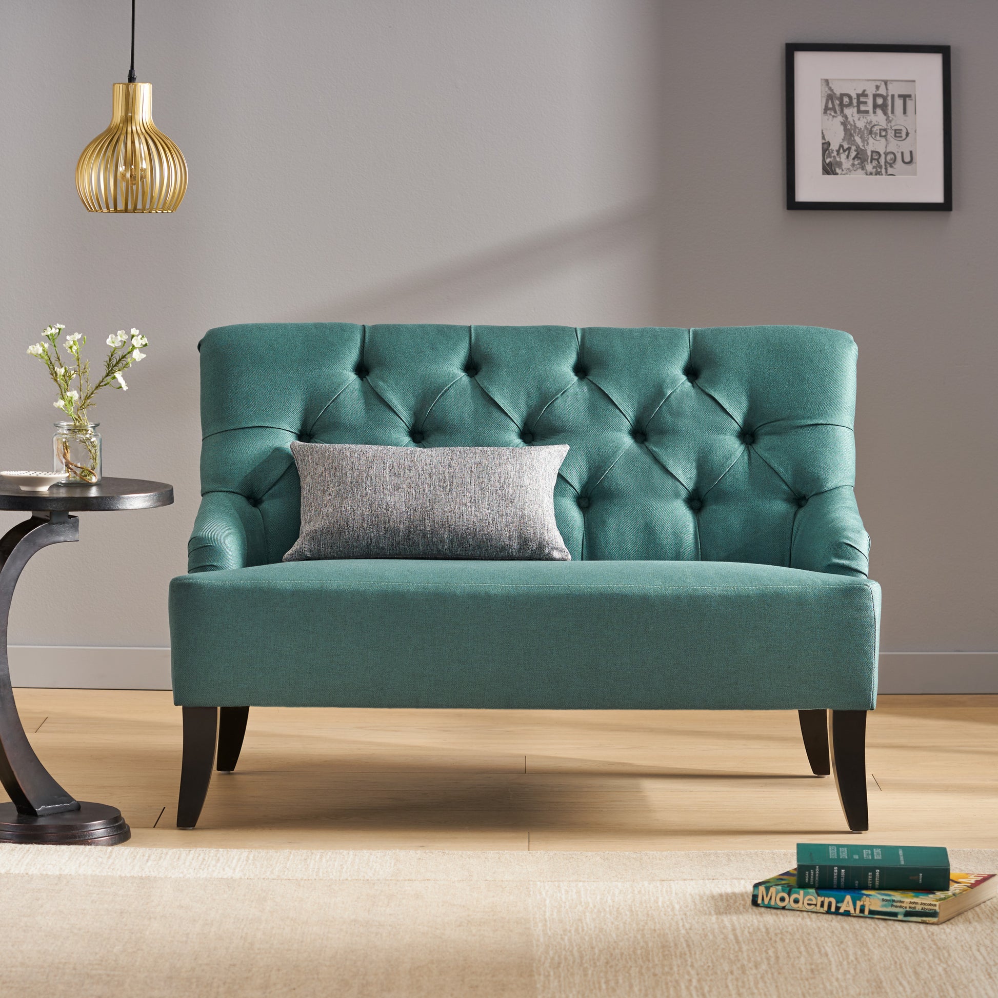 Nicole Kd Settee Teal Fabric
