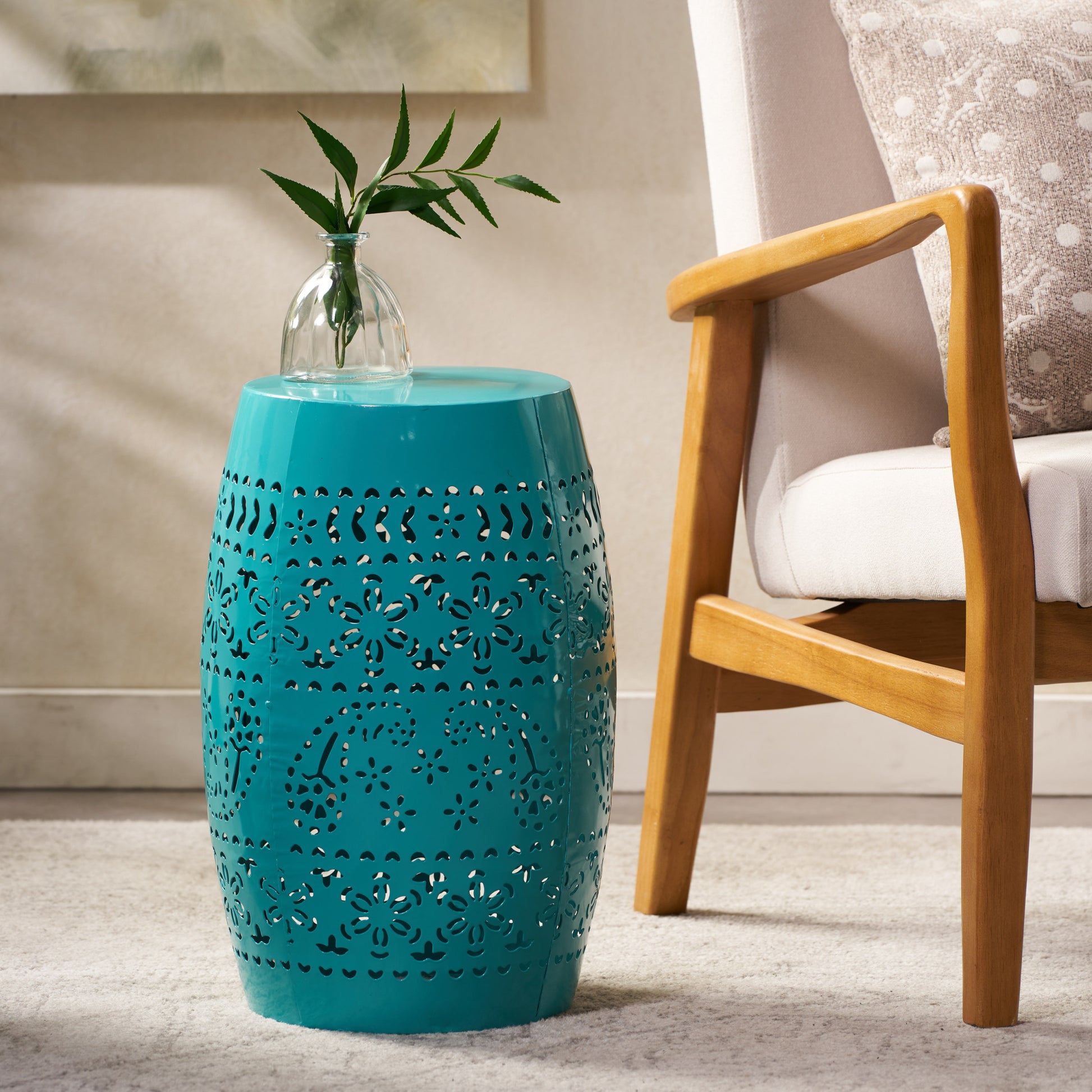 Ruby12 Side Table - Teal Iron
