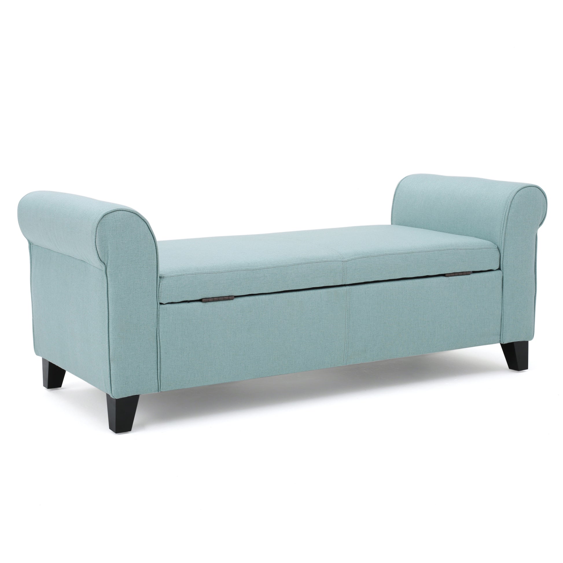 Hayes Armed Storage Bench Light Blue Fabric