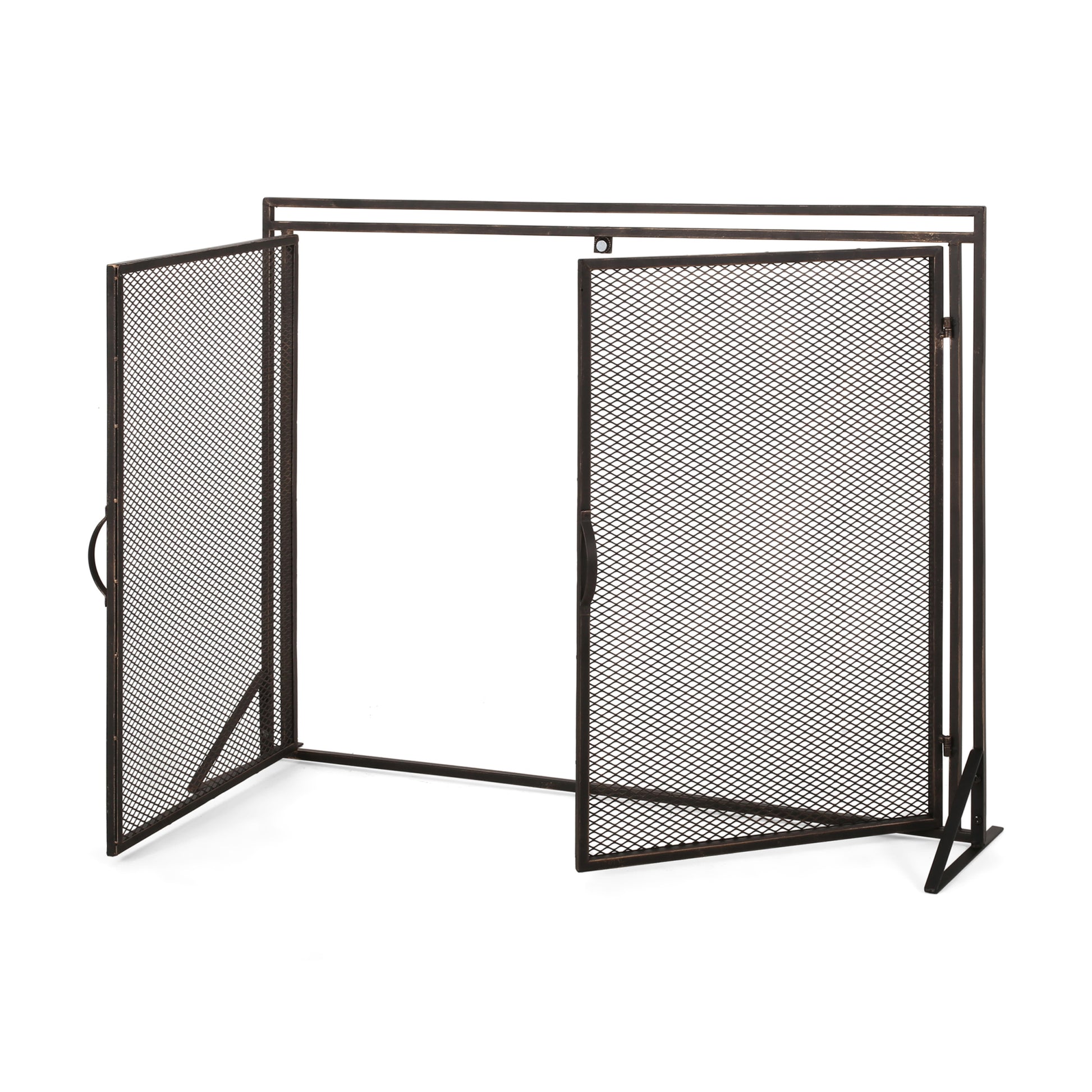 Fireplace Screen Black Gold Iron