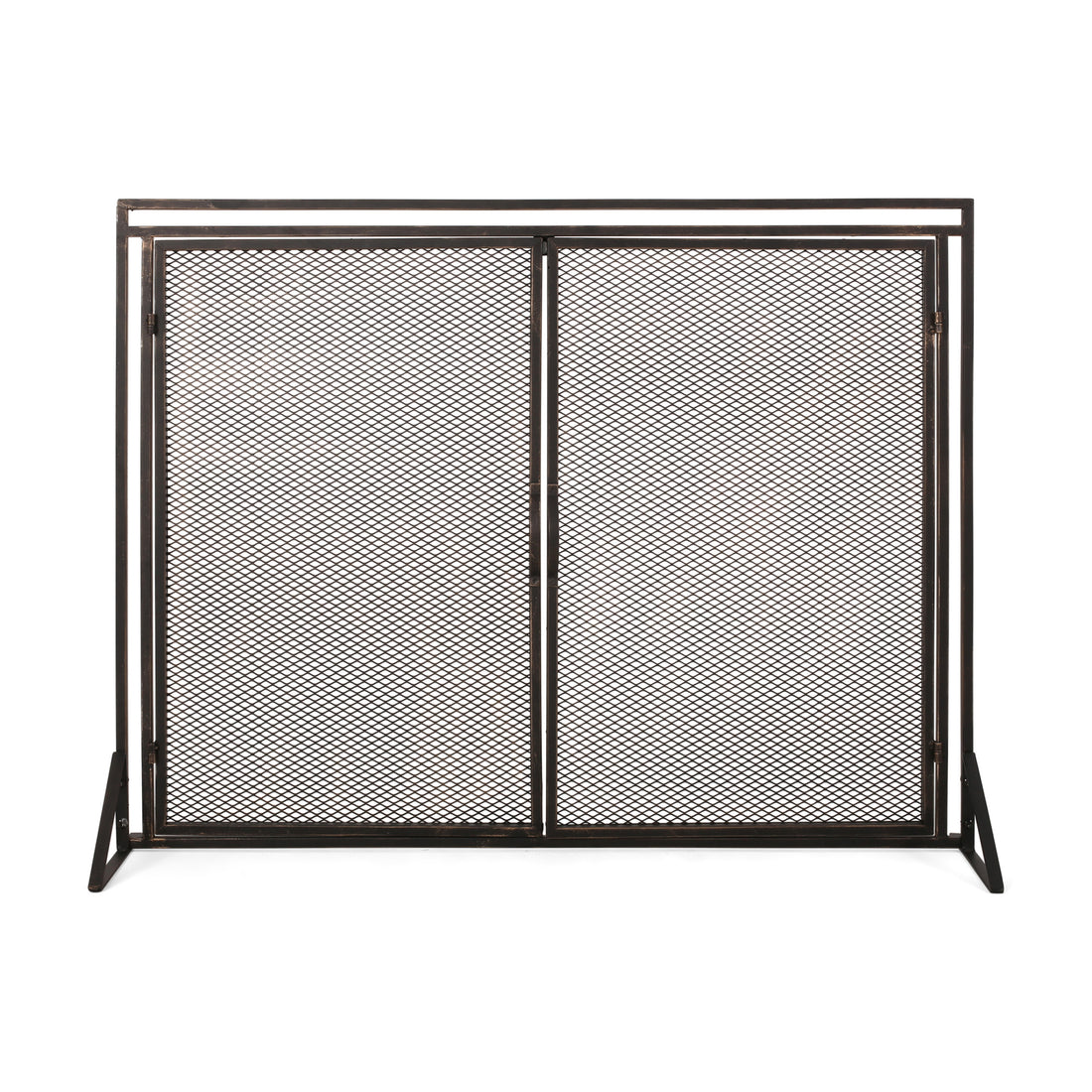 Fireplace Screen Black Gold Iron