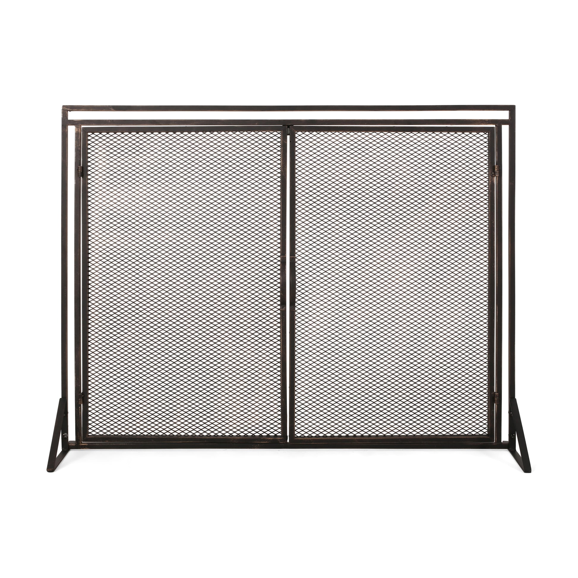 Fireplace Screen Black Gold Iron