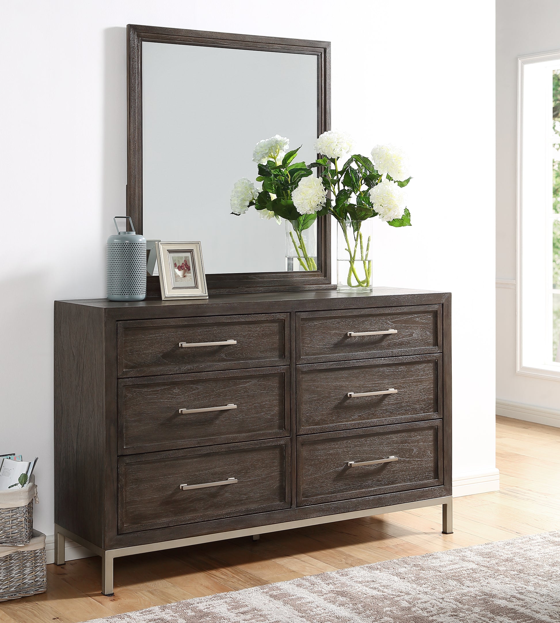 Broomfield Dresser And Mirror Dark Brown Dark Brown Wood