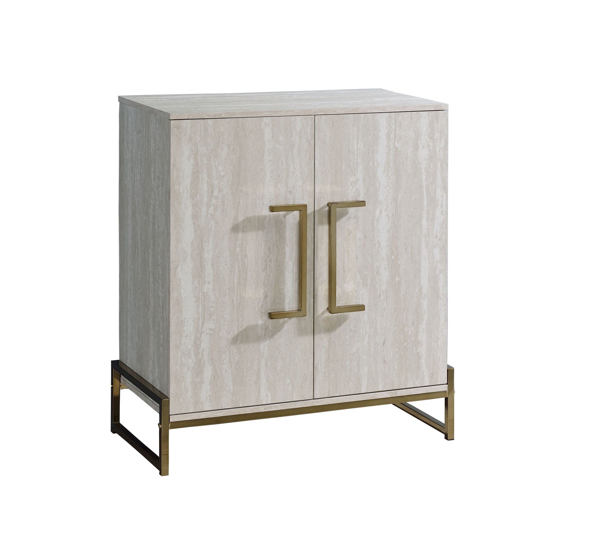 Larkin Faux Marble Wine Cabinet Pearl Silver Silver White Iron