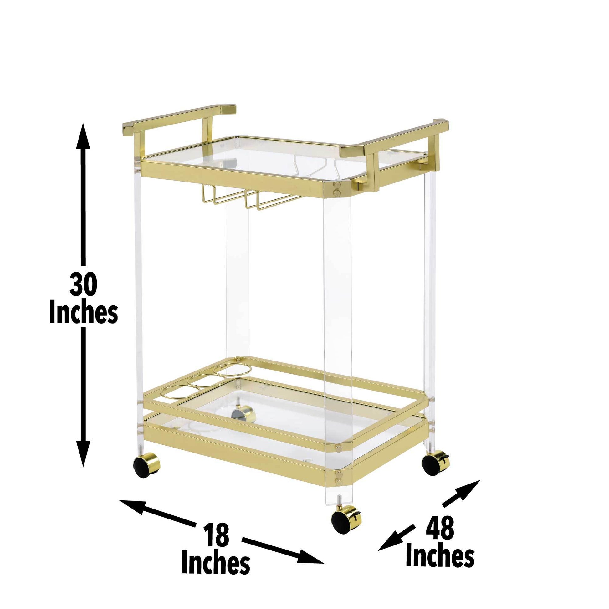 Aerin Server Cart With Casters Gold - Gold Iron