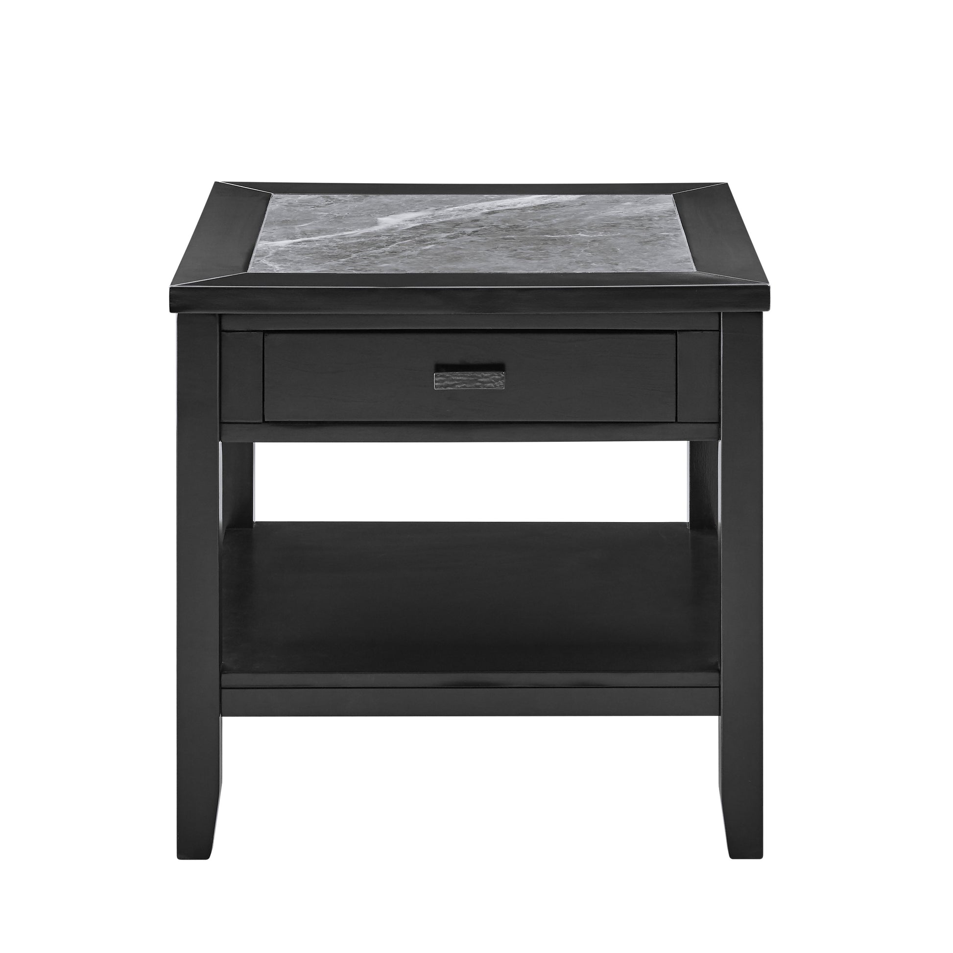 Garvine Sintered Stone End Table Black Black Wood
