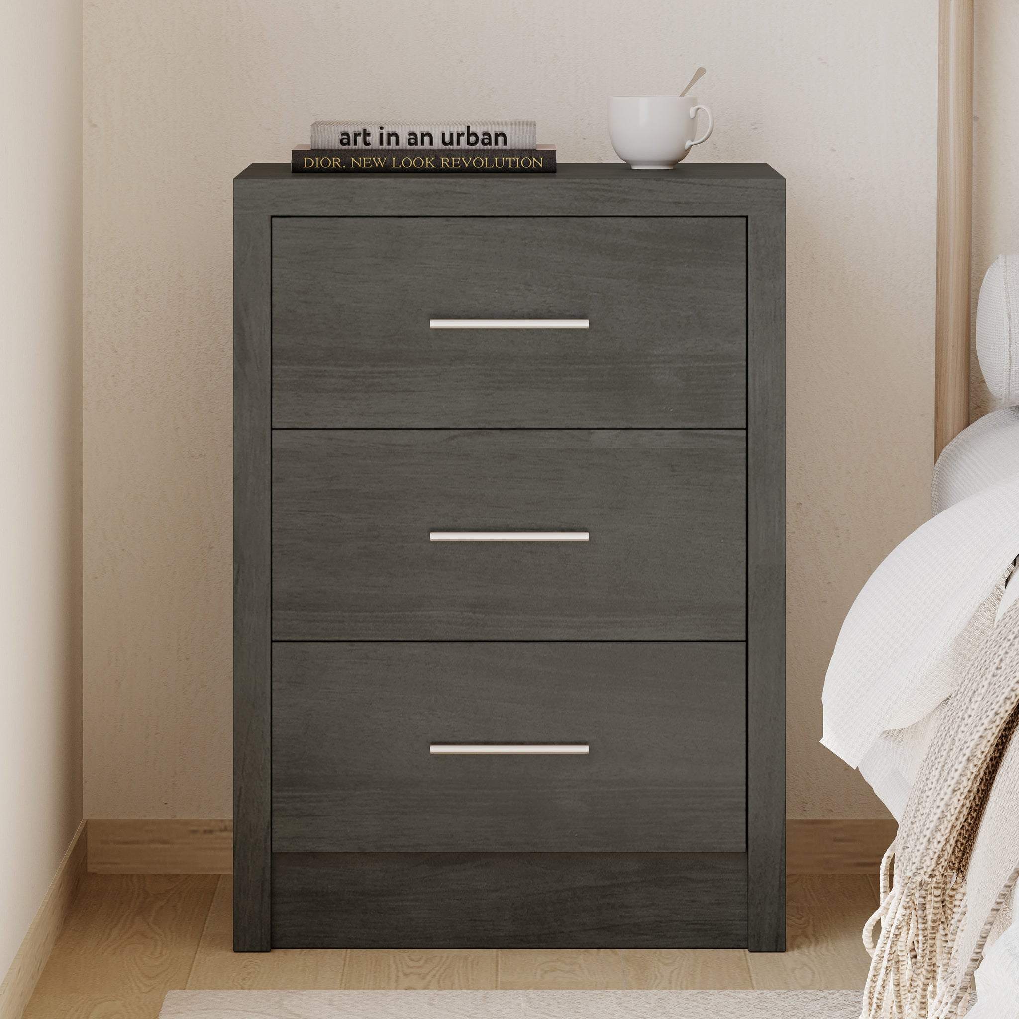 Bologna Bedroom 3 Drawer Chest Grey Mdf