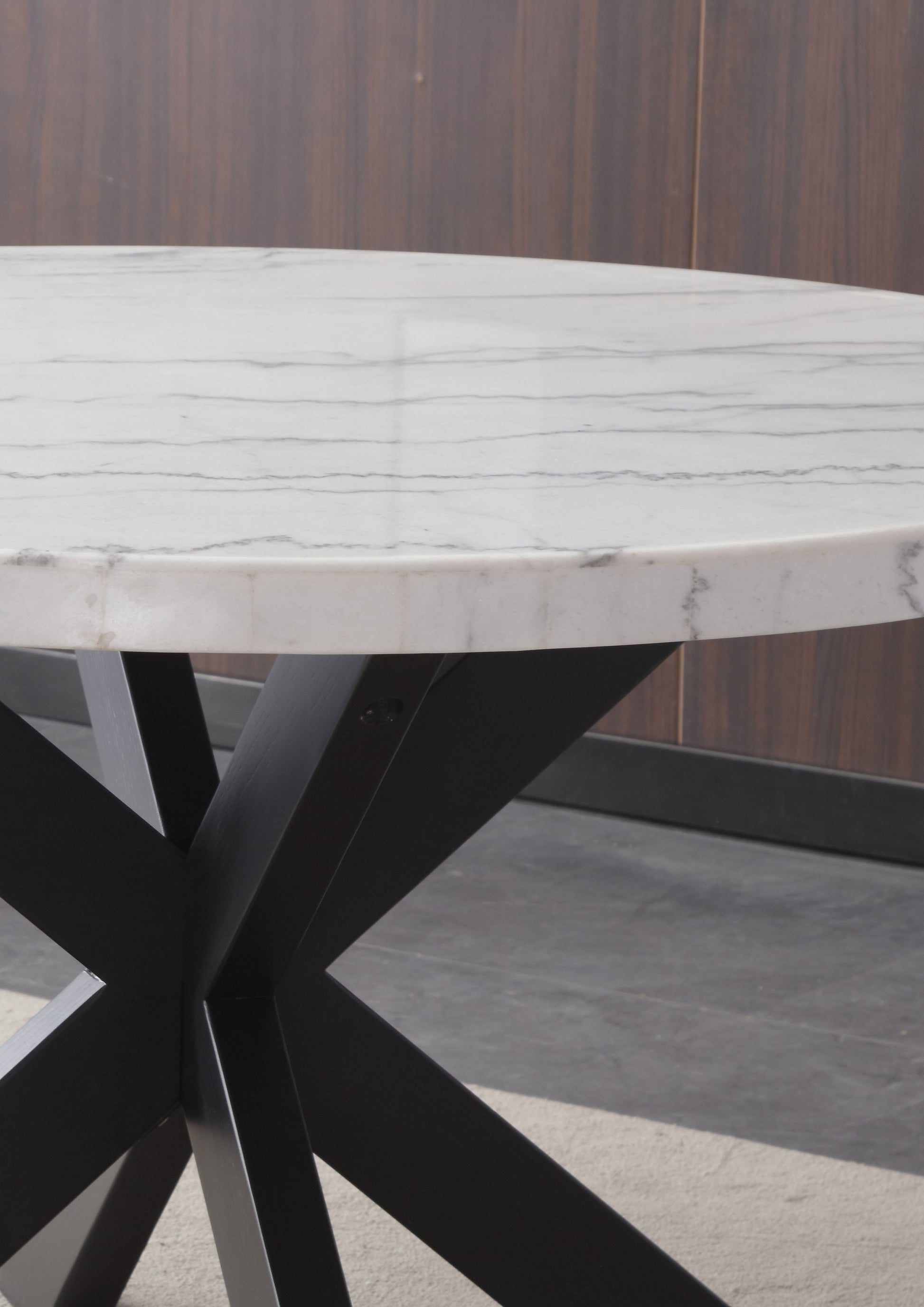 Xena White Marble Top Round Table Black Black Marble