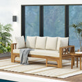 Long Beach Sofa Daybed Full Teak Pe Rattan Iron Waterproof Fabric