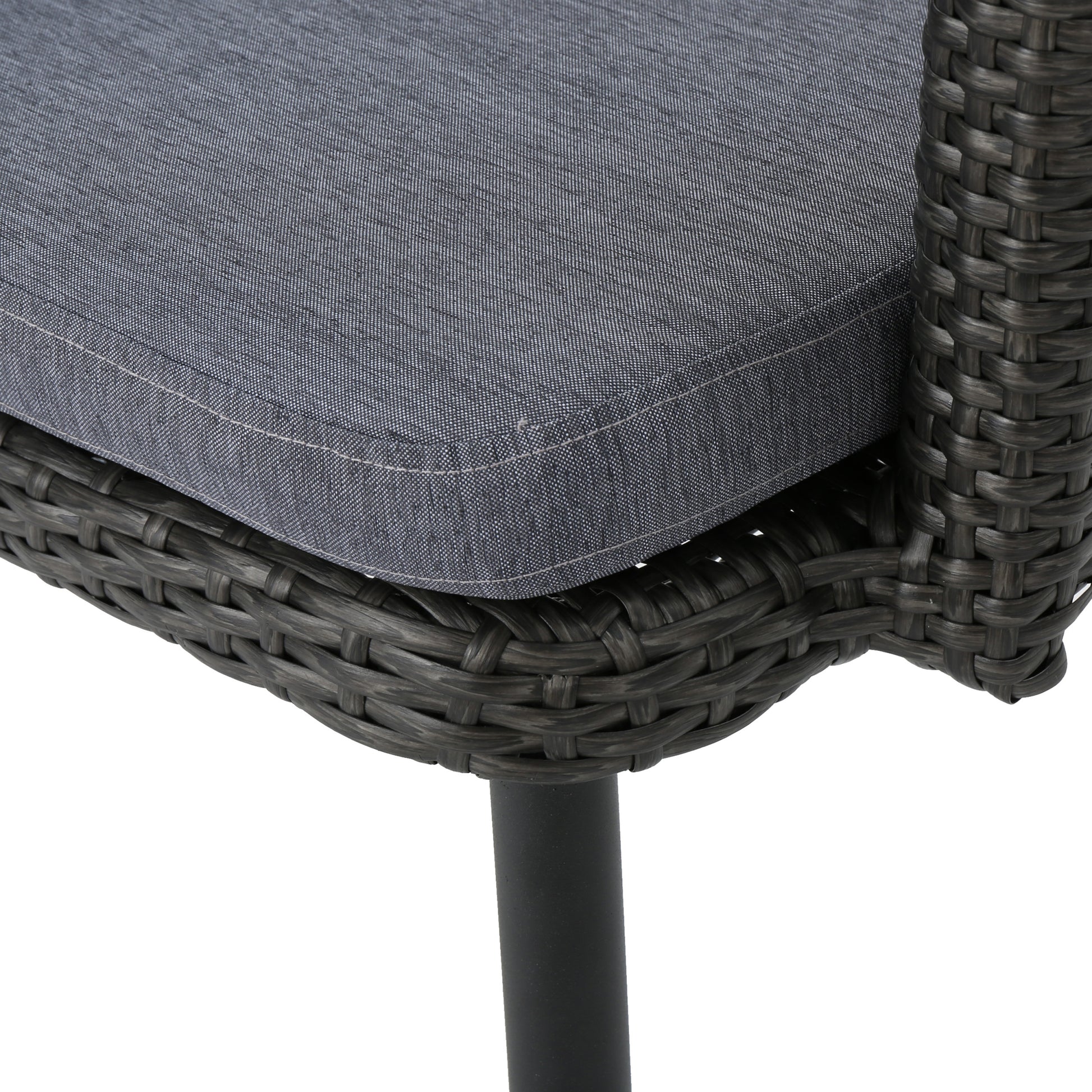 Kennethchair Grey Pe Rattan Iron Waterproof Fabric