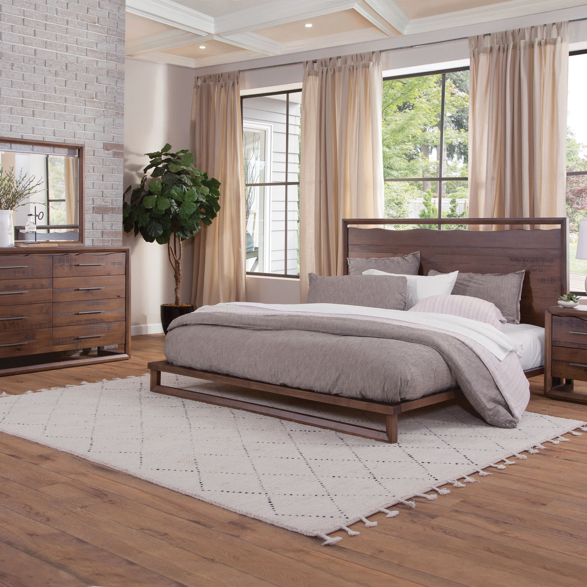 Lofton 4 Piece King Bedroom Set Brown King Brown 4 Piece Set Wood