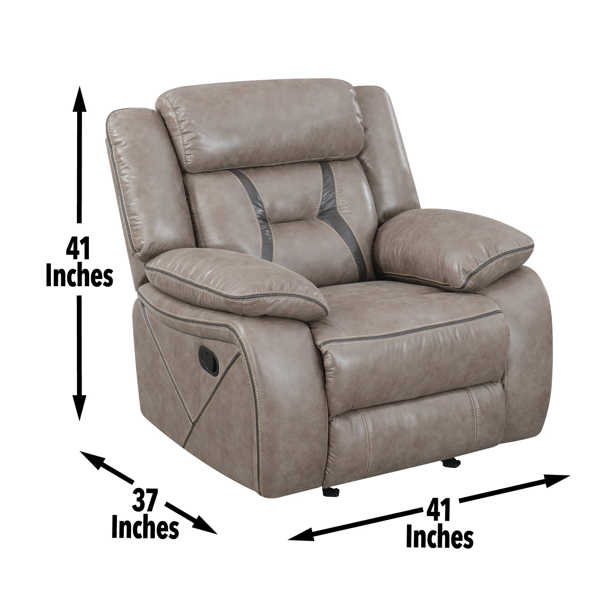 Tyson Glider Recliner Pearl Silver Silver White Faux Leather