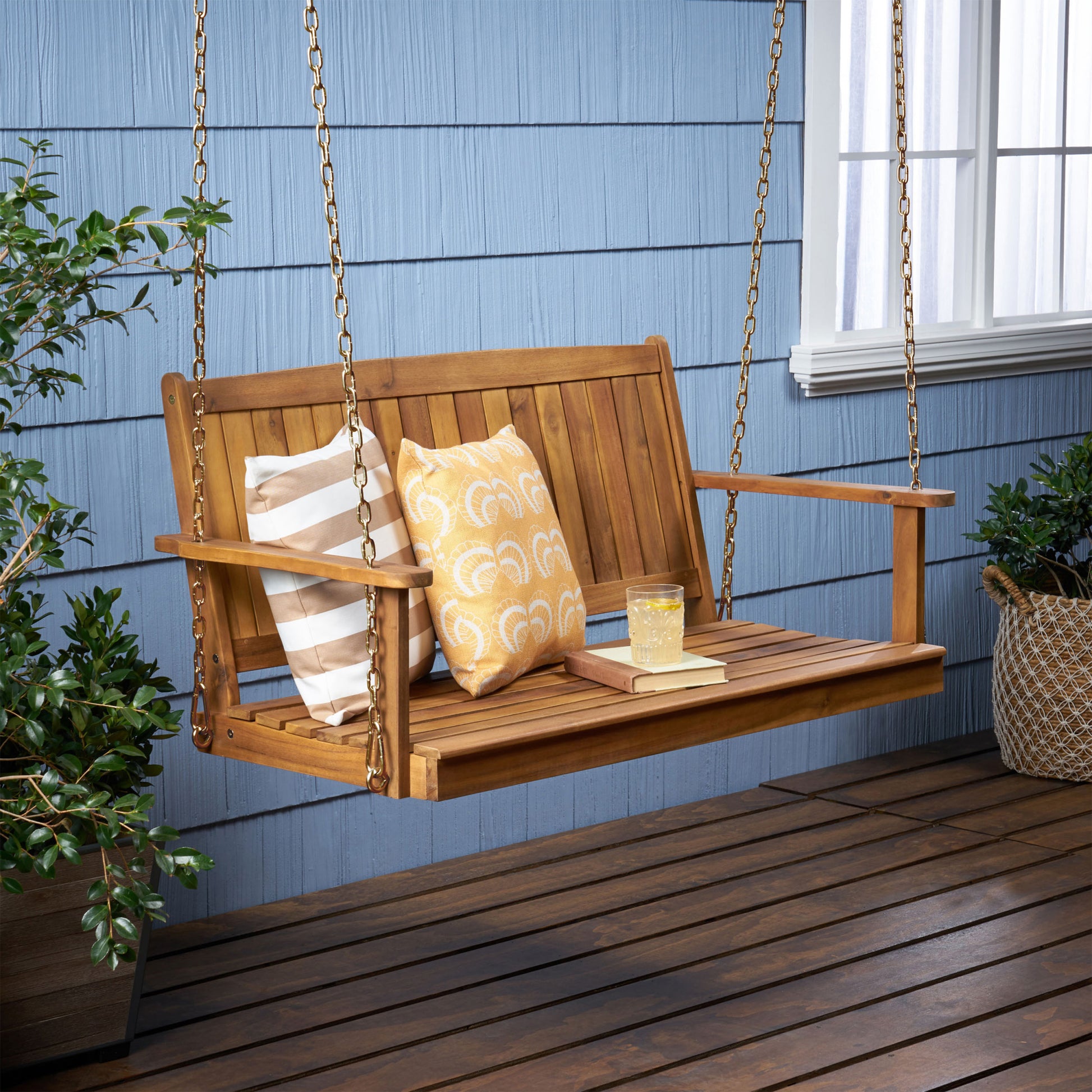 Tambora Porch Swing Teak Wood Metal