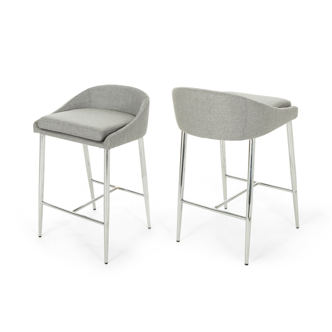 Counter Stool2Pcs Set Grey Fabric