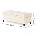 Juliana Storage Ottoman Beige Fabric