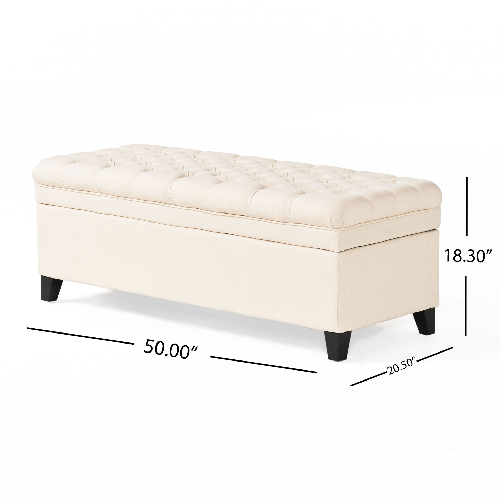 Juliana Storage Ottoman Beige Fabric