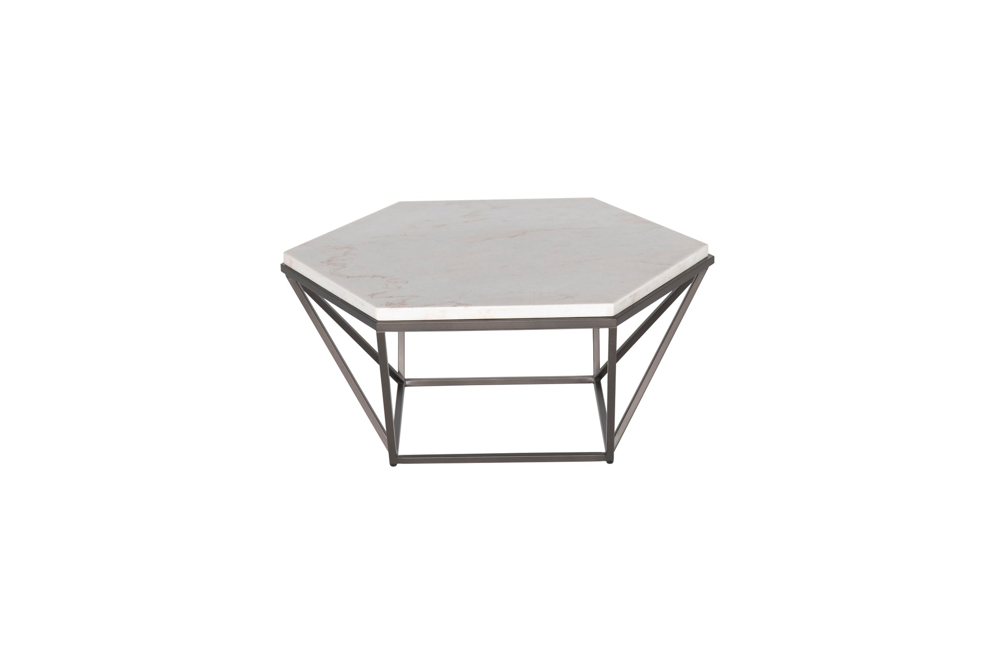 Corvus 3 Piece Table Set White Marble Hexagon White Marble