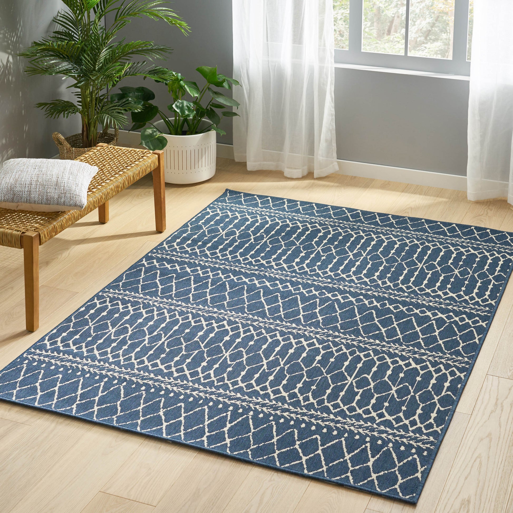 5'3"X7' Rug Blue Polypropylene