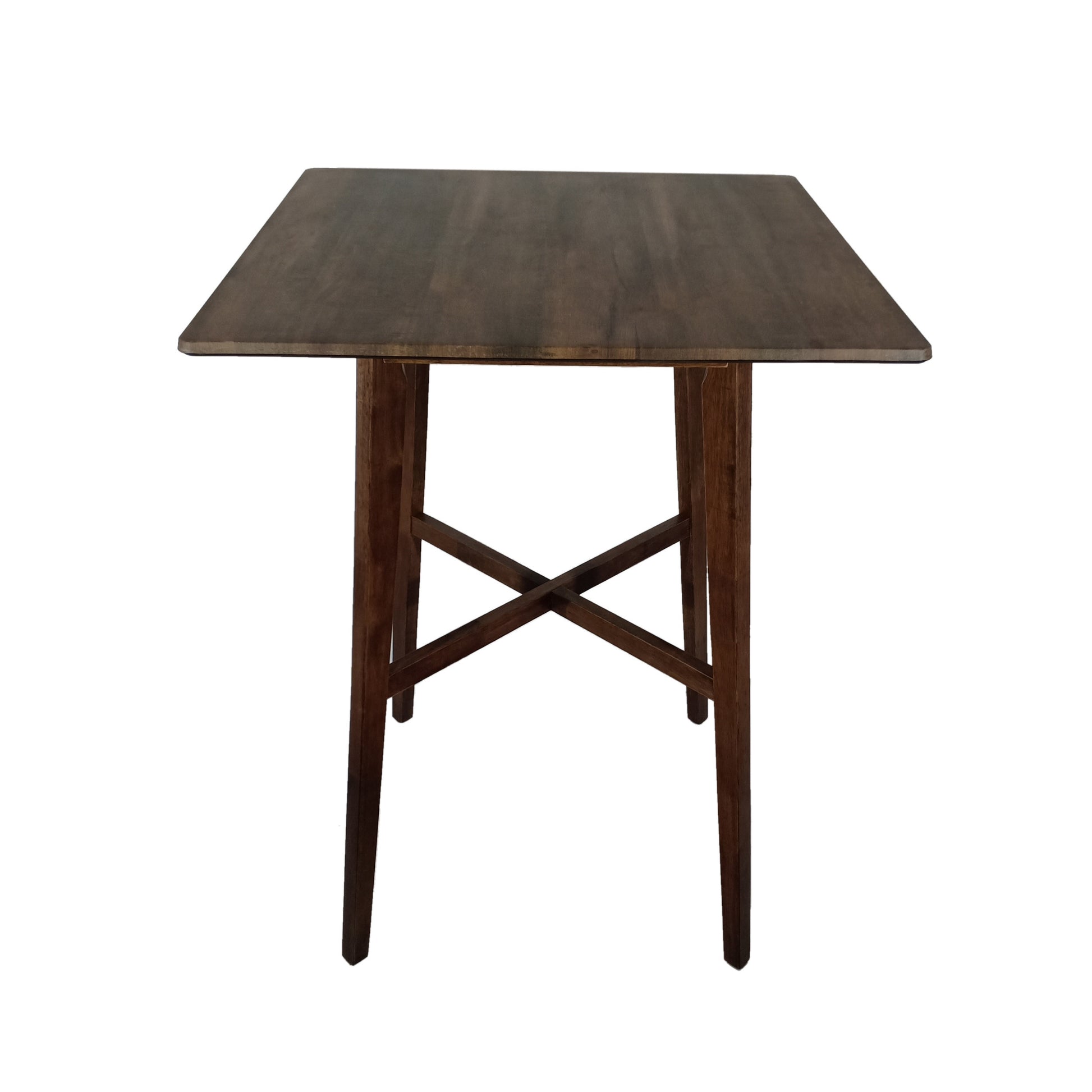 Modern Bar Height 42" Dining Table, Rubberwood Legs And Laminate Table Top, Walnut Finish, Black Walnut Mdf