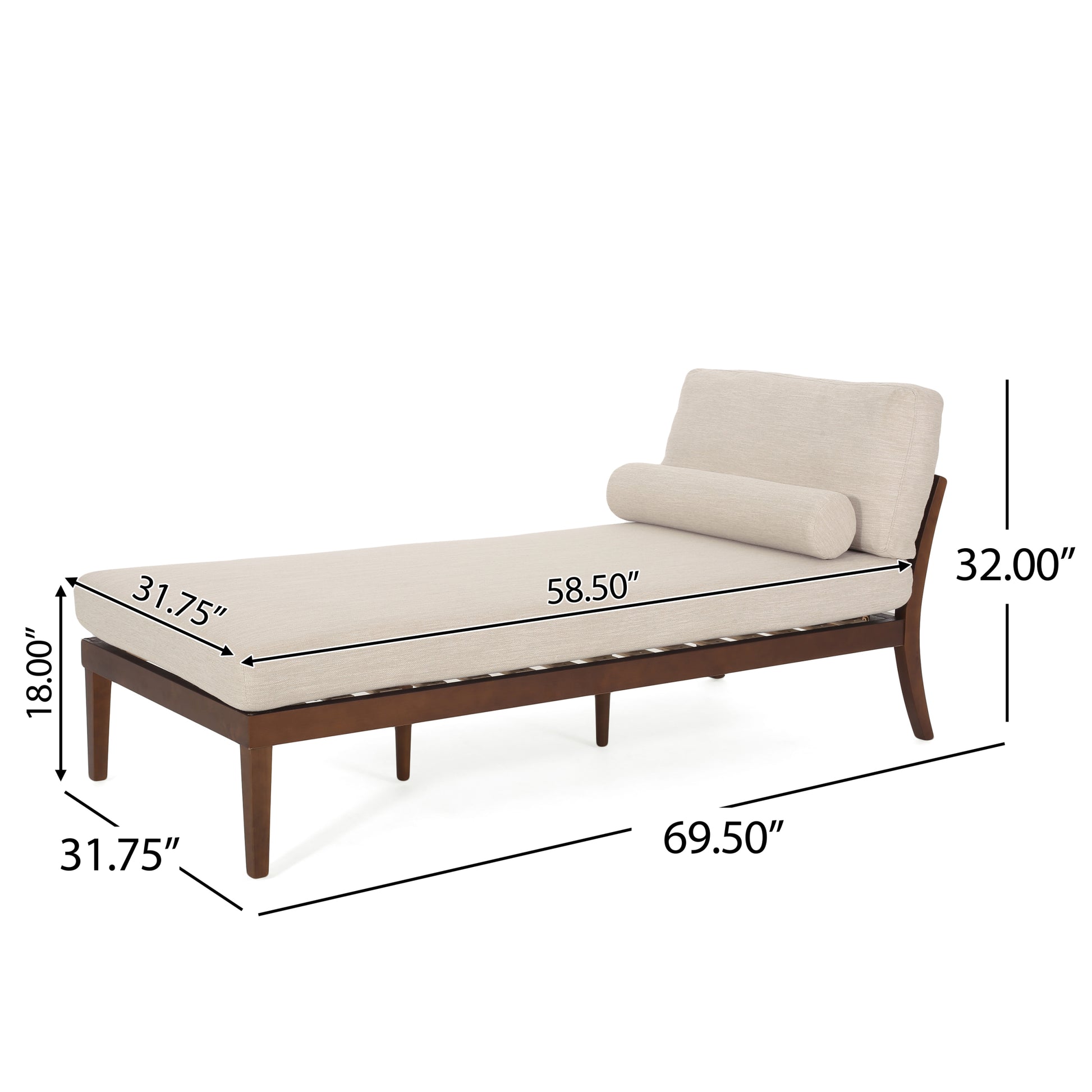 Chaise Lounge Beige Brown Fabric