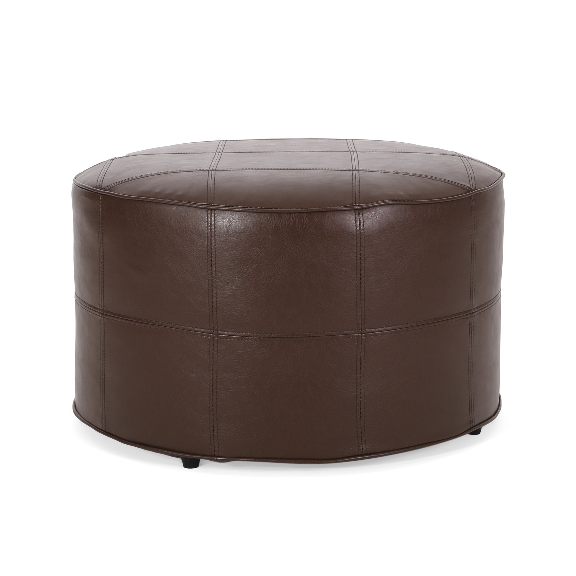 Ottoman Dark Brown Faux Leather