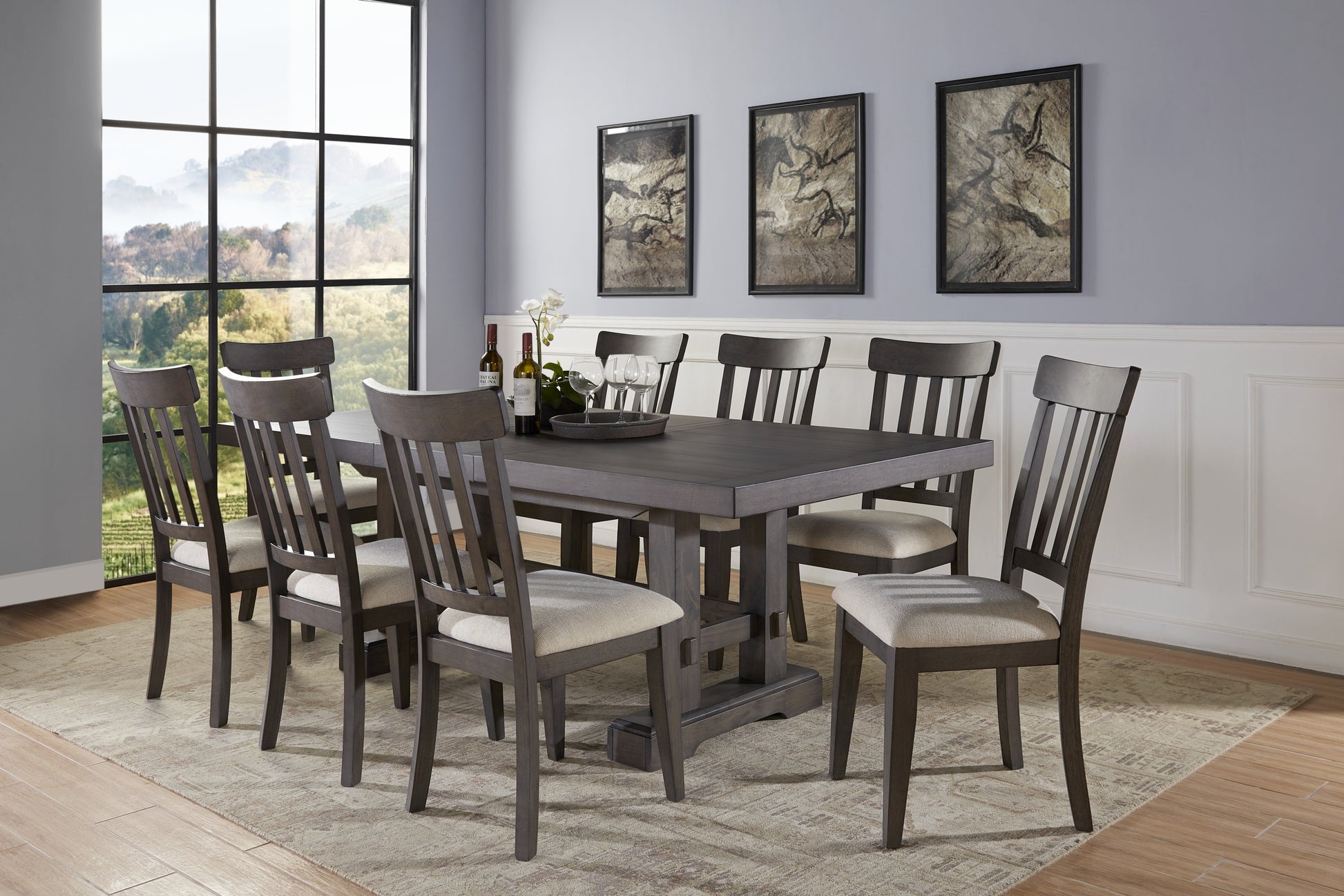 Napa 9 Piece Dining Set Dark Brown Dark Brown Wood