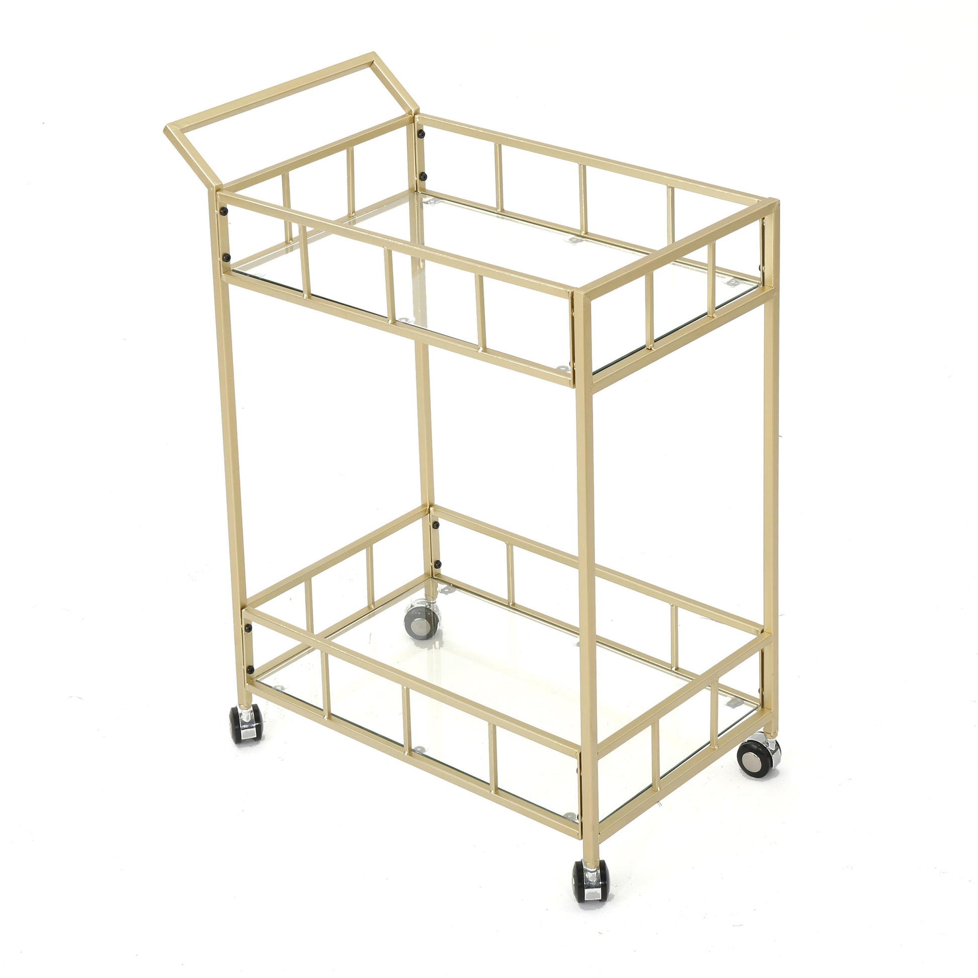 Bar Cart Gold Glass Metal