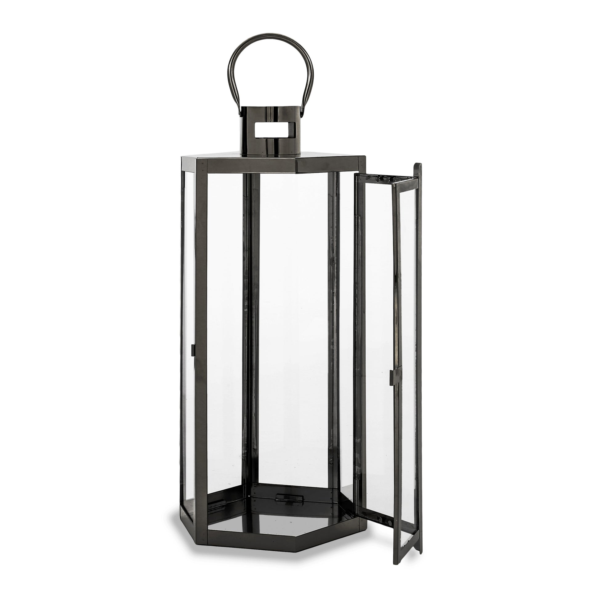 Frank 23"H Stainless Steel Lantern Black Stainless Steel