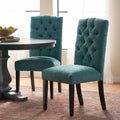 Harriet Kd Tufted Dining Chairs Mp2 Set Of 2 Green Fabric