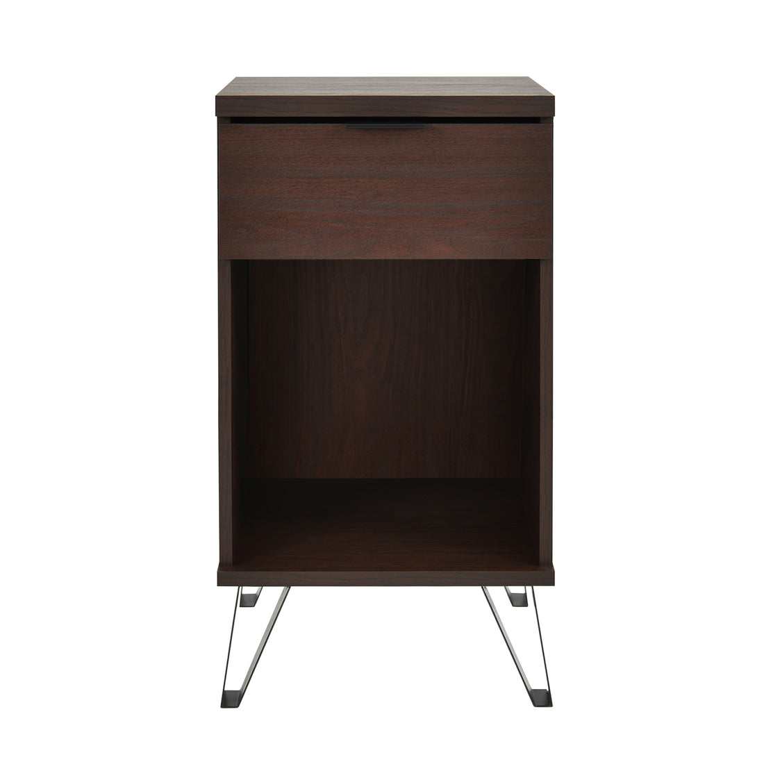 1 Drawer Tall End Table Walnut Mdf